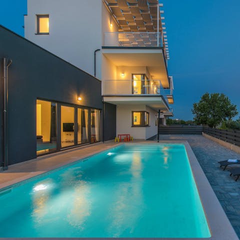 Enjoy evening dips in the private pool