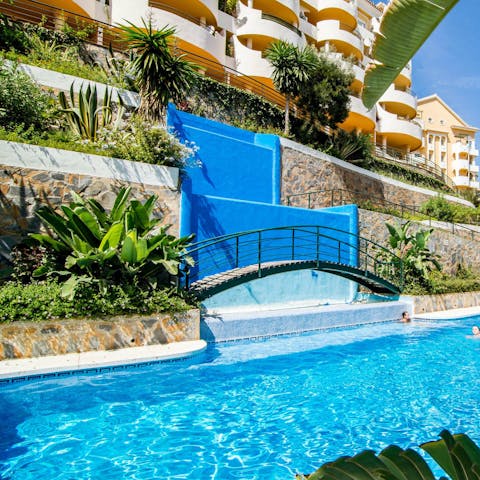 Take a dip in the shared swimming pools