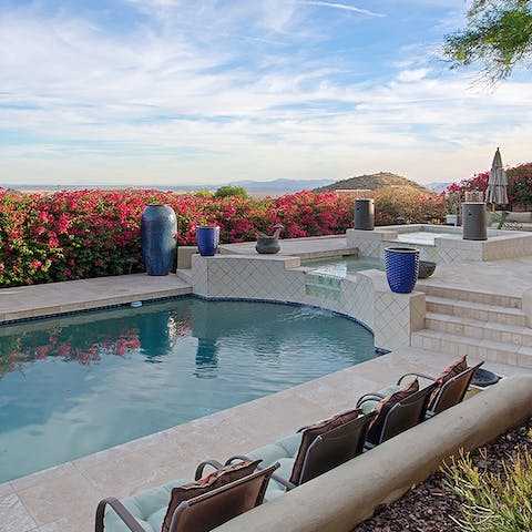 Take full advantage of the outdoor pool and hot tub