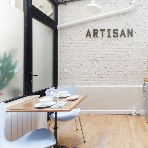 Admire the painted brickwork and playful Parisian style