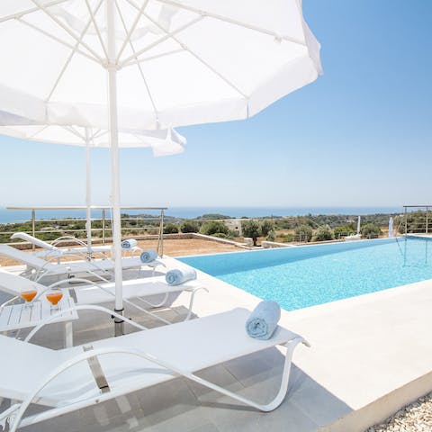 Lie back on the poolside sun loungers, or stay active in the private pool