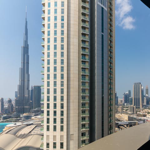 Stay in downtown Dubai with views overlooking the Burj Khalifa