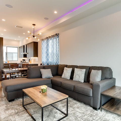 Unwind with a few games of cards on the plump sofa