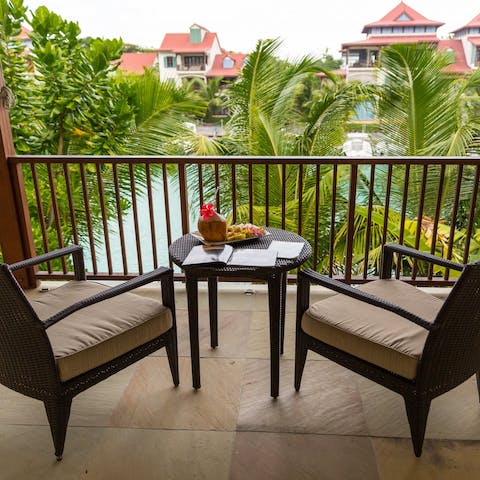 Shake up a fruity cocktail to enjoy on the balcony overlooking the water