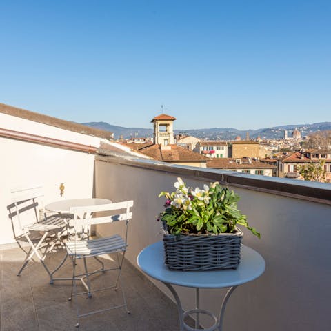 Take in the stunning views of Florence’s cathedral from the private terrace