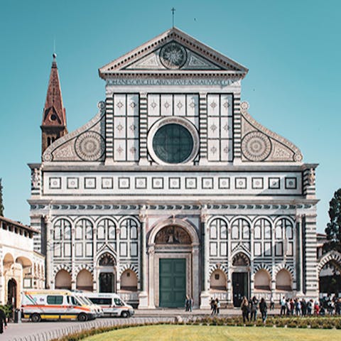 Visit the iconic Basilica of Santa Maria Novella, 350 metres away