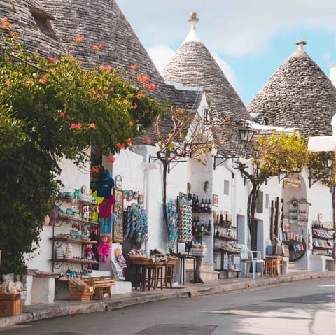 Drive five minutes to Alberobello to check out the historic trulli