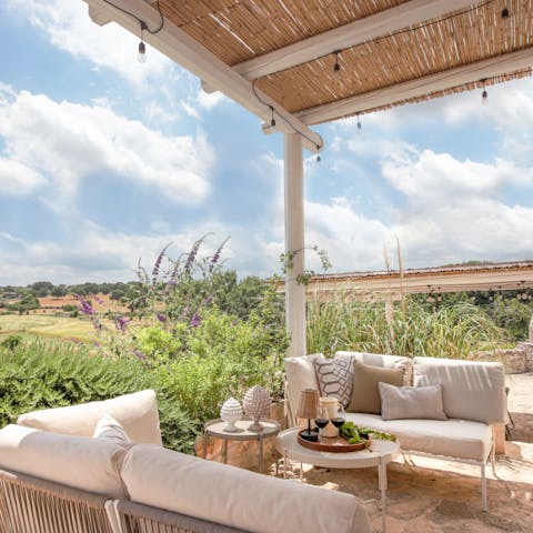 Relax alfresco and admire the beautiful Apulian countryside views