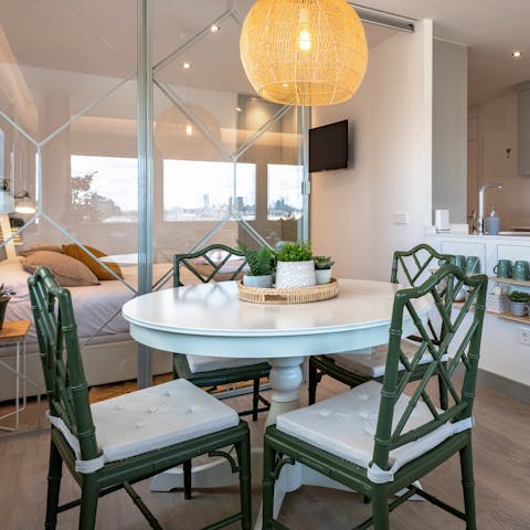 Start your day with breakfast at the dining table