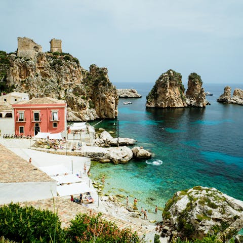 Discover Cala di Scopello, a twelve-minute drive