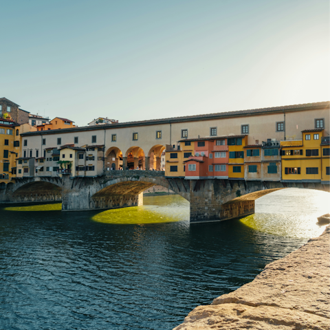 Head in the opposite direction to reach Ponte Vecchio, the famous shop-laden bridge