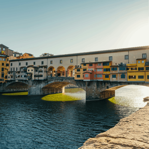 Head in the opposite direction to reach Ponte Vecchio, the famous shop-laden bridge