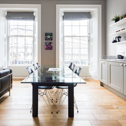 Pile the table with eggs, tatties, and bacon, and dig in from this sunny spot