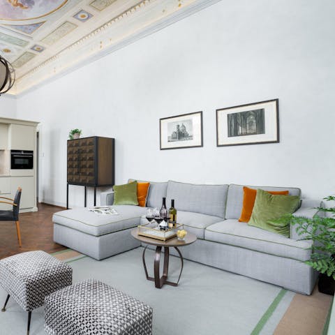 Kick back with a frothy cappuccino in the living space