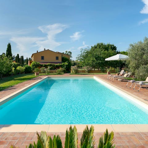 Start your morning by swimming lengths of the private pool