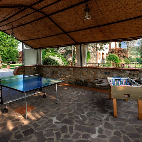 Challenge your loved ones to some friendly games in the play area