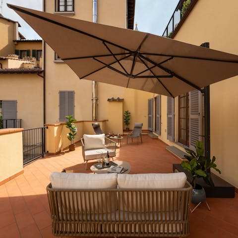 Soak up the Tuscan sun on the terrace