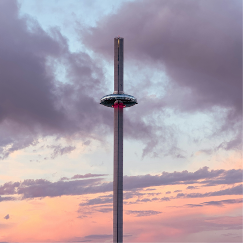 Watch the sunset from the Brighton i360, located nearby