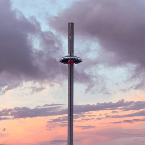 Watch the sunset from the Brighton i360, located nearby