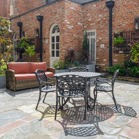 Soak up the sun in the courtyard