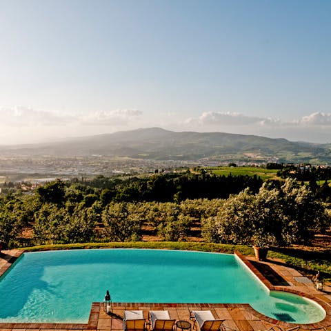 Drink in stunning rural views from the salt-water swimming pools