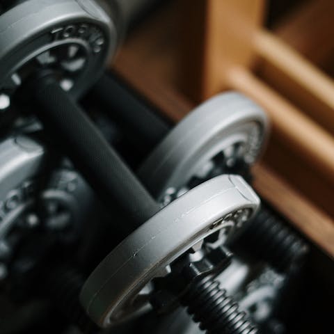 Start your day with a workout in the building's shared gym