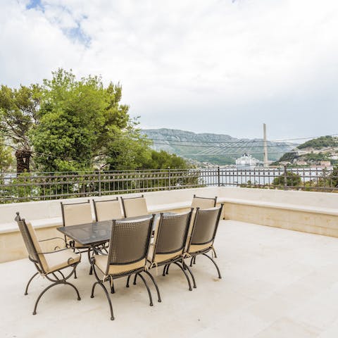 Drink or dine alfresco on the raised terrace for sensational sea views