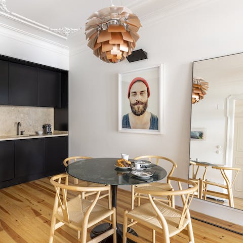 Enjoy a locally inspired Portuguese meal under watchful eyes in the dining room