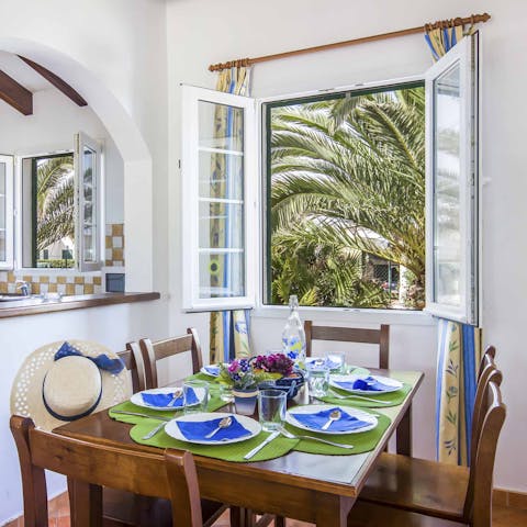 Gather around the table and chairs for card games and drinks in the evenings