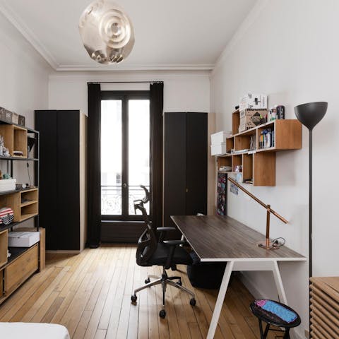 Get some work done at the desk in the bedroom
