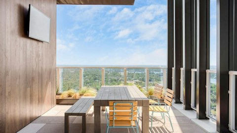 Dine al fresco on a sun-filled terrace perched above the city