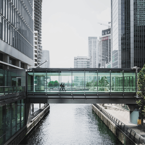 Stay in the heart of Canary Wharf, right along the river