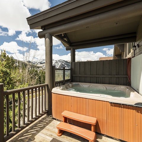 Relax in the private hot tub after hiking or skiing