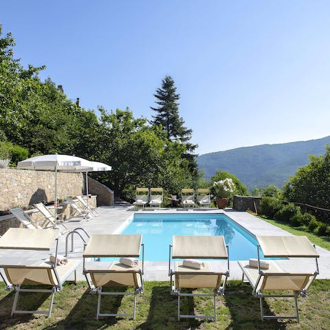 Relax by the pool and soak up the Tuscan sun