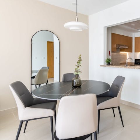 Sample some local Emirati cuisine at the dining area