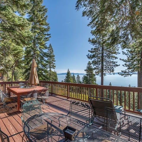 Enjoy stunning Lake Tahoe views from the deck
