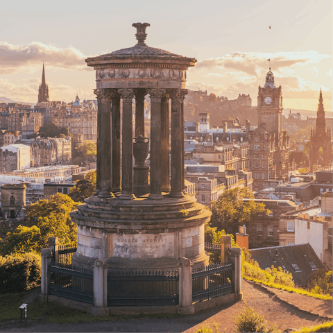 Make your way up Calton Hill for spectacular views over Edinburgh, a ten-minute walk away