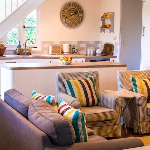 Snuggle up for a family movie night in the cosy living room