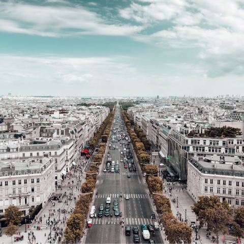 Explore the City of Light, including the Champs-Élysées, a short stroll away