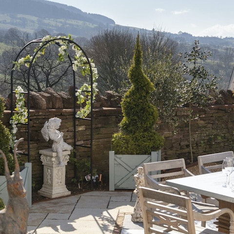 Admire beautiful views of Monmouthshire's countryside from the garden