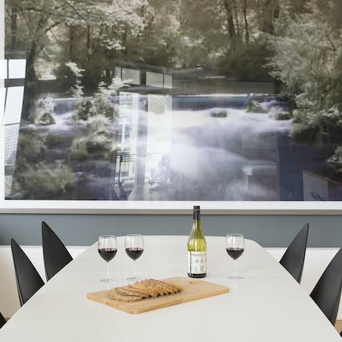 Dish up traditional German cuisine at the dining table in the bright living space