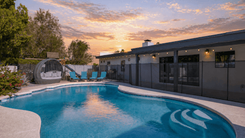 Swim into the evening as the Arizona sky turns gold