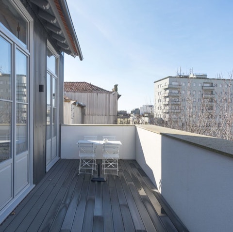 Relax with a cup of morning coffee on your own private terrace