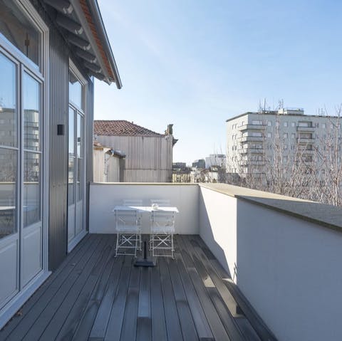 Relax with a cup of morning coffee on your own private terrace