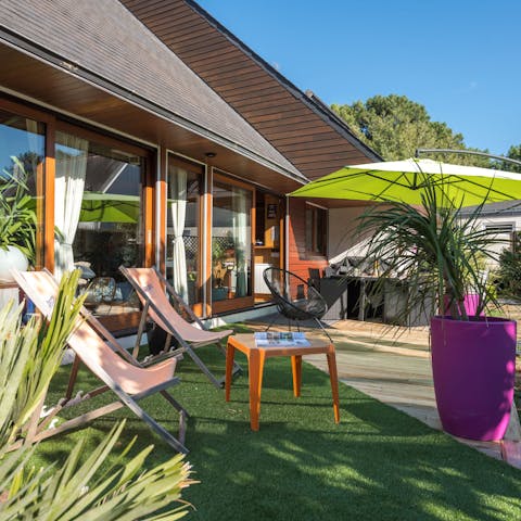 Catch a tan on the sun loungers