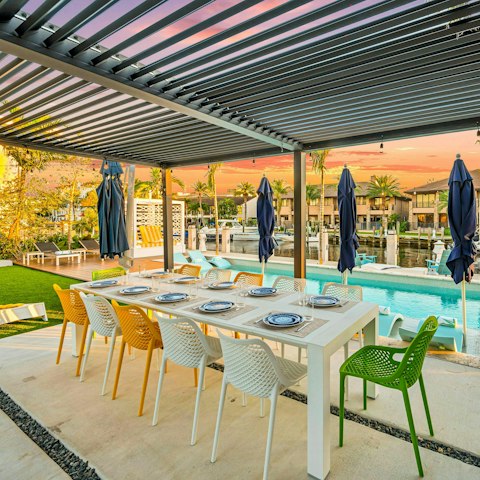 Sit down to a tasty meal on the shared terrace