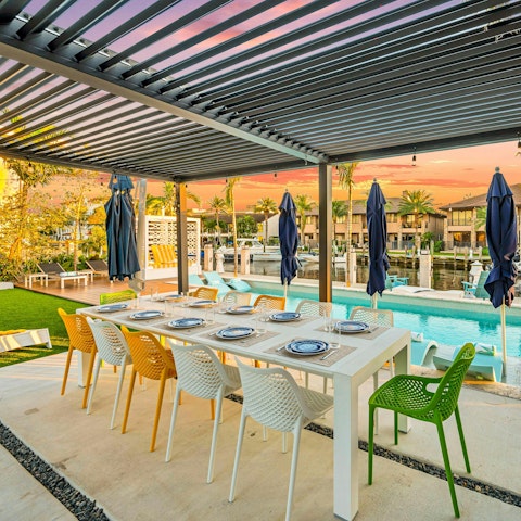 Sit down to a tasty meal on the shared terrace