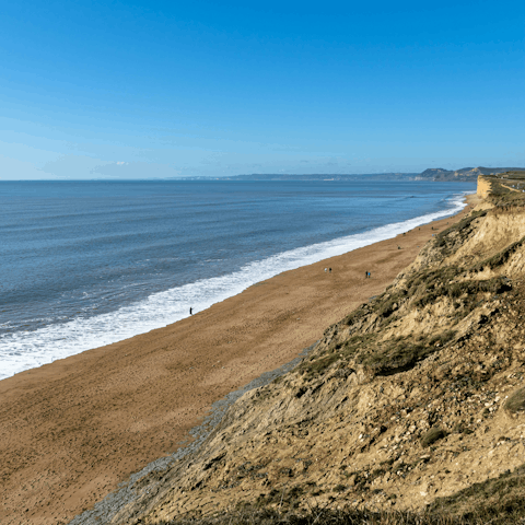 Walk across the fields to beautiful Hive beach