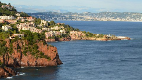 Swim and sunbathe on Théoule-sur-Mer's beach, just one minute on foot