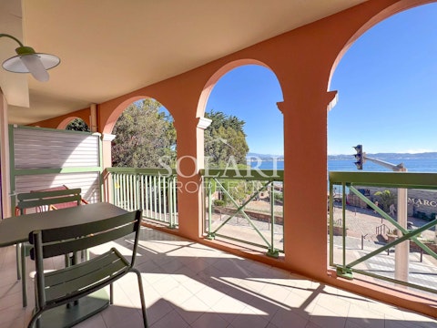 Take breakfast on the terrace overlooking the bay